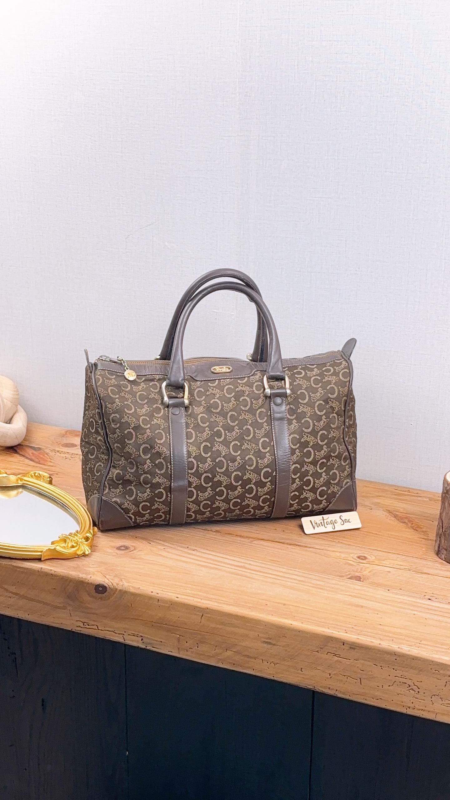 Celine Brown Vintage C Boston Bag