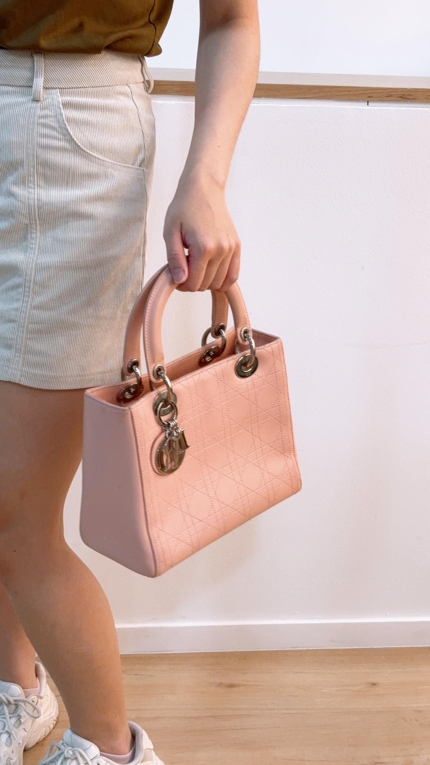 Dior Pink Calfskin Medium Lady D (SHW)