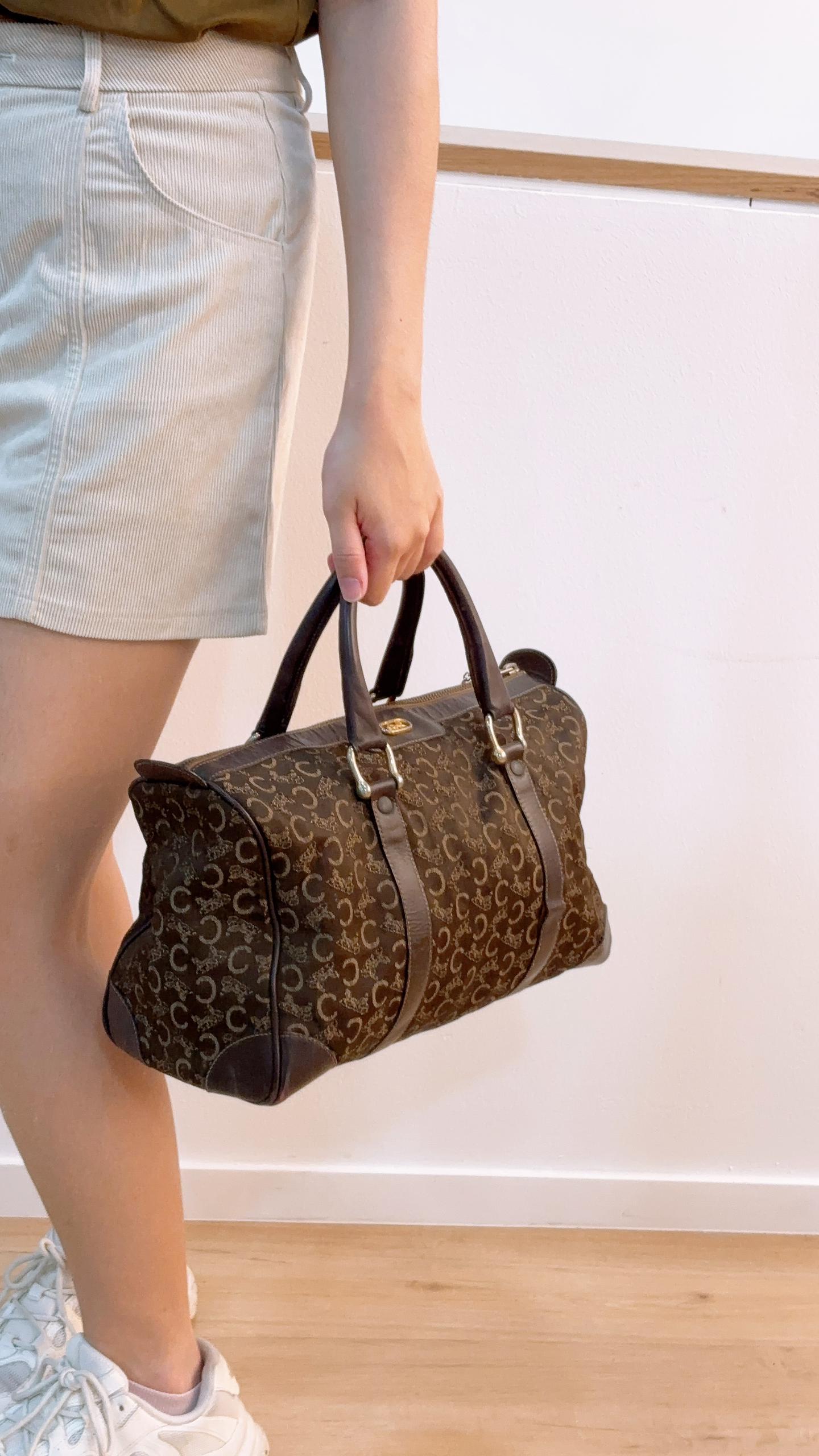 Celine Brown Vintage C Boston Bag