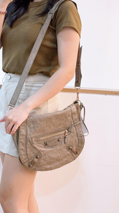 Balenciaga Grey Neo Folk Messenger Bag (RGHW)