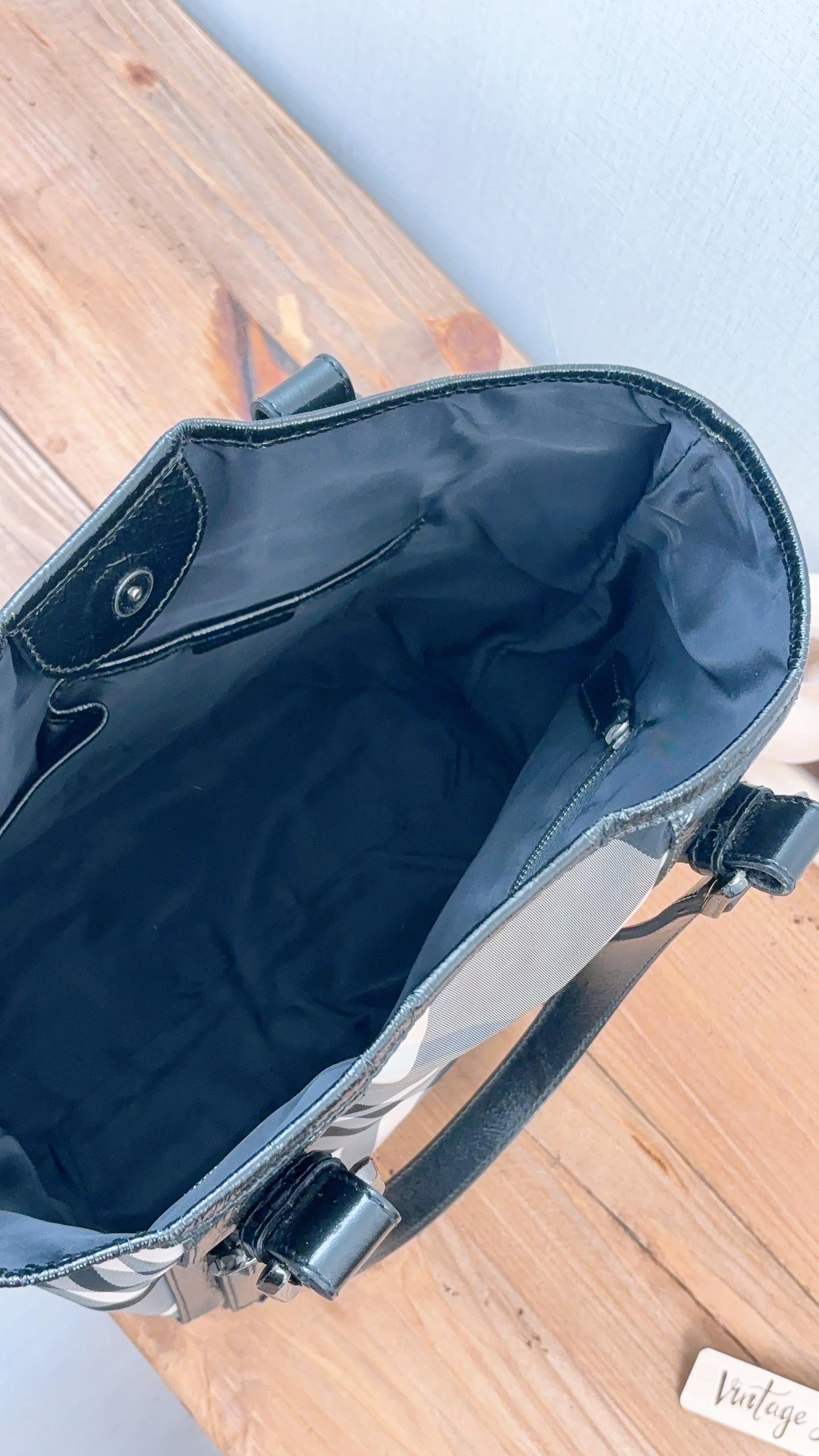 Burberry Black Nylon Beat Check Victoria Tote