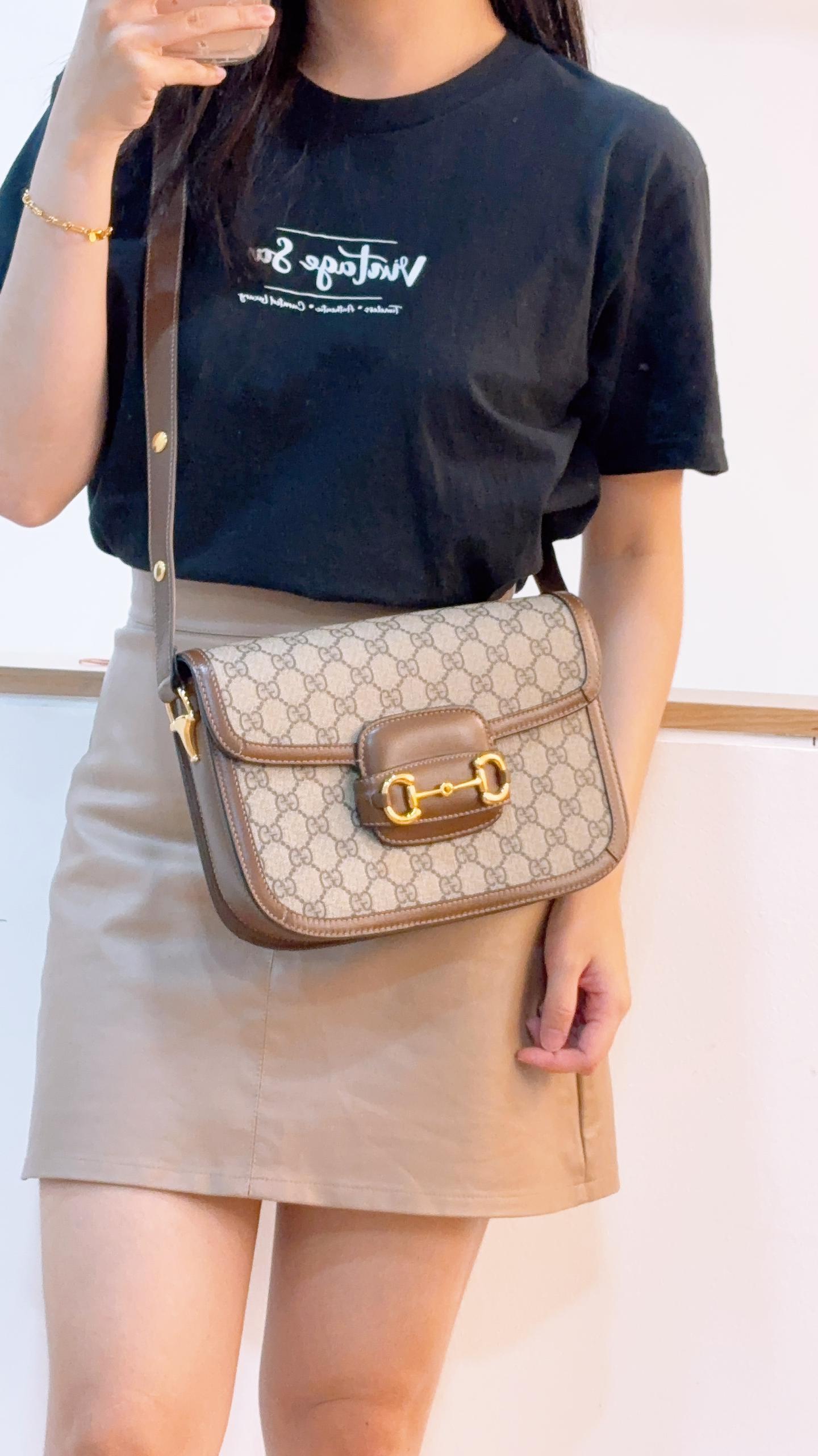 Gucci Brown Horsebit 1955 Medium Shoulder Bag