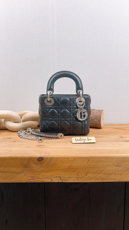 Dior Black Lambskin Mini Lady Dior (SHW)