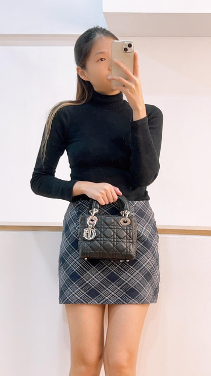 Dior Black Lambskin Mini Lady Dior (SHW)