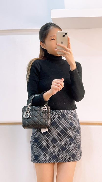 Dior Black Lambskin Mini Lady Dior (SHW)