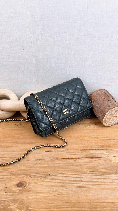 Chanel Black Caviar Classic WOC (GHW)