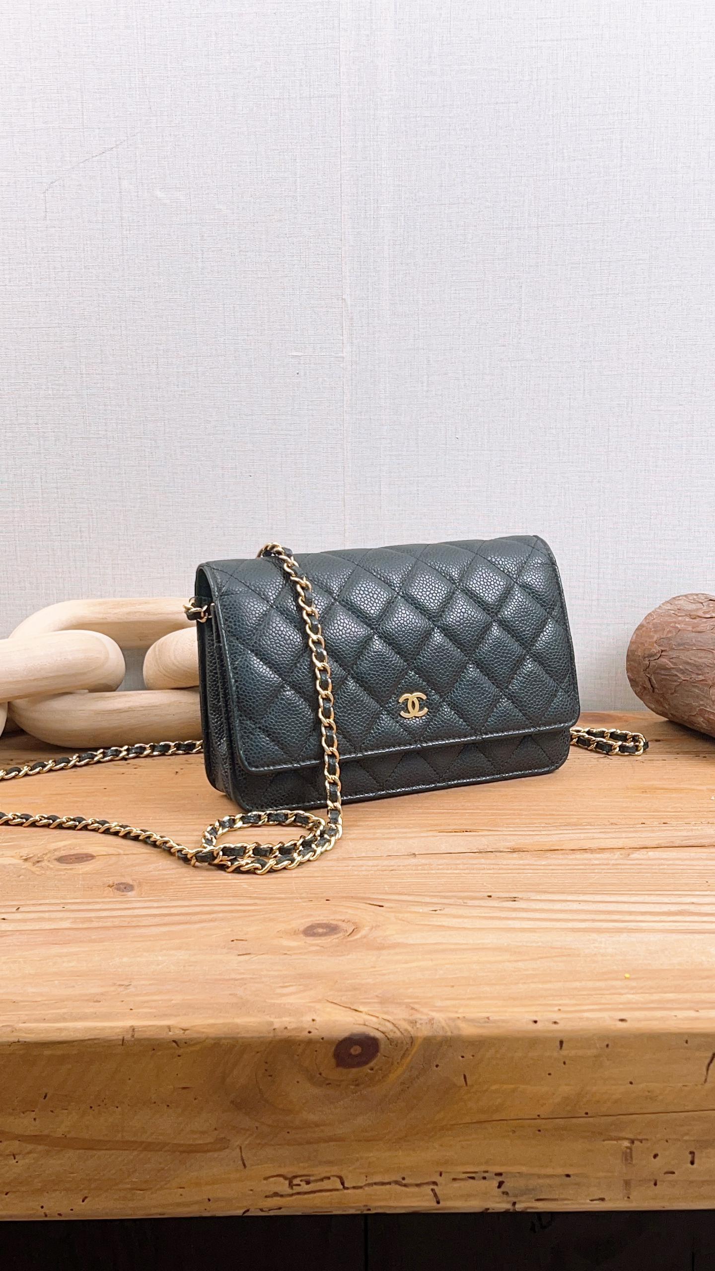 Chanel Black Caviar Classic WOC (GHW)