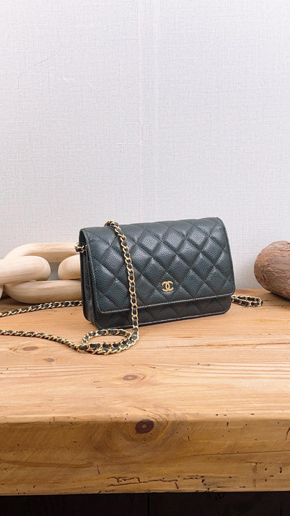 Chanel Black Caviar Classic WOC (GHW)