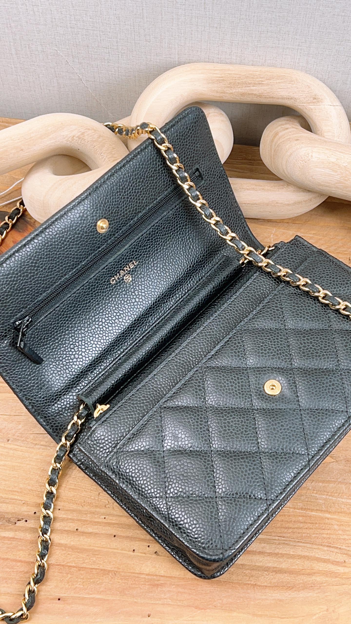 Chanel Black Caviar Classic WOC (GHW)