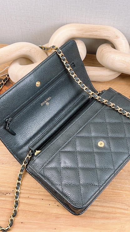 Chanel Black Caviar Classic WOC (GHW)