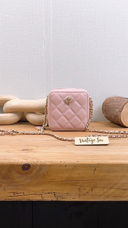 Chanel Pink Caviar Love Square Mini Bag (LGHW)