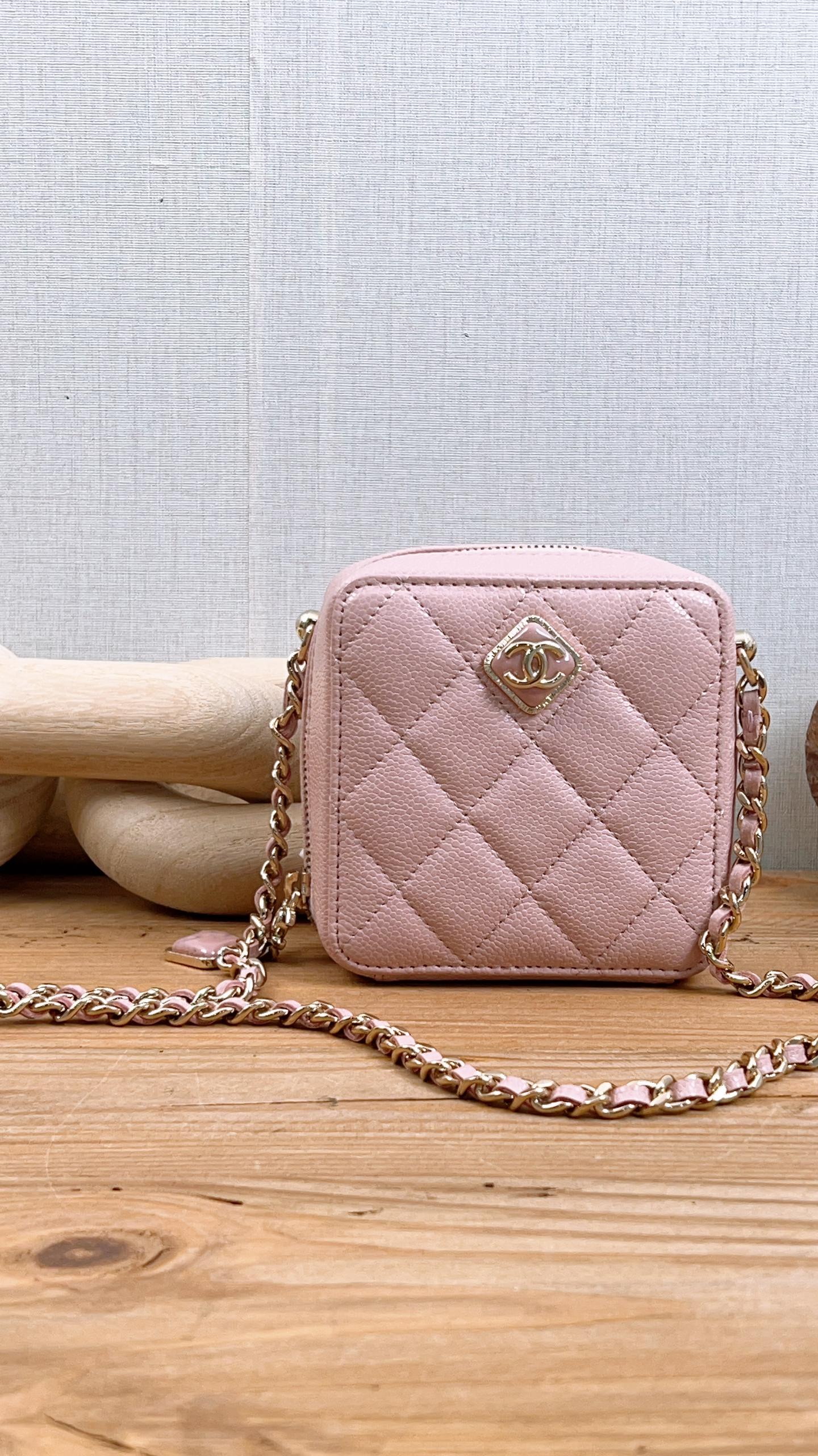 Chanel Pink Caviar Love Square Mini Bag (LGHW)
