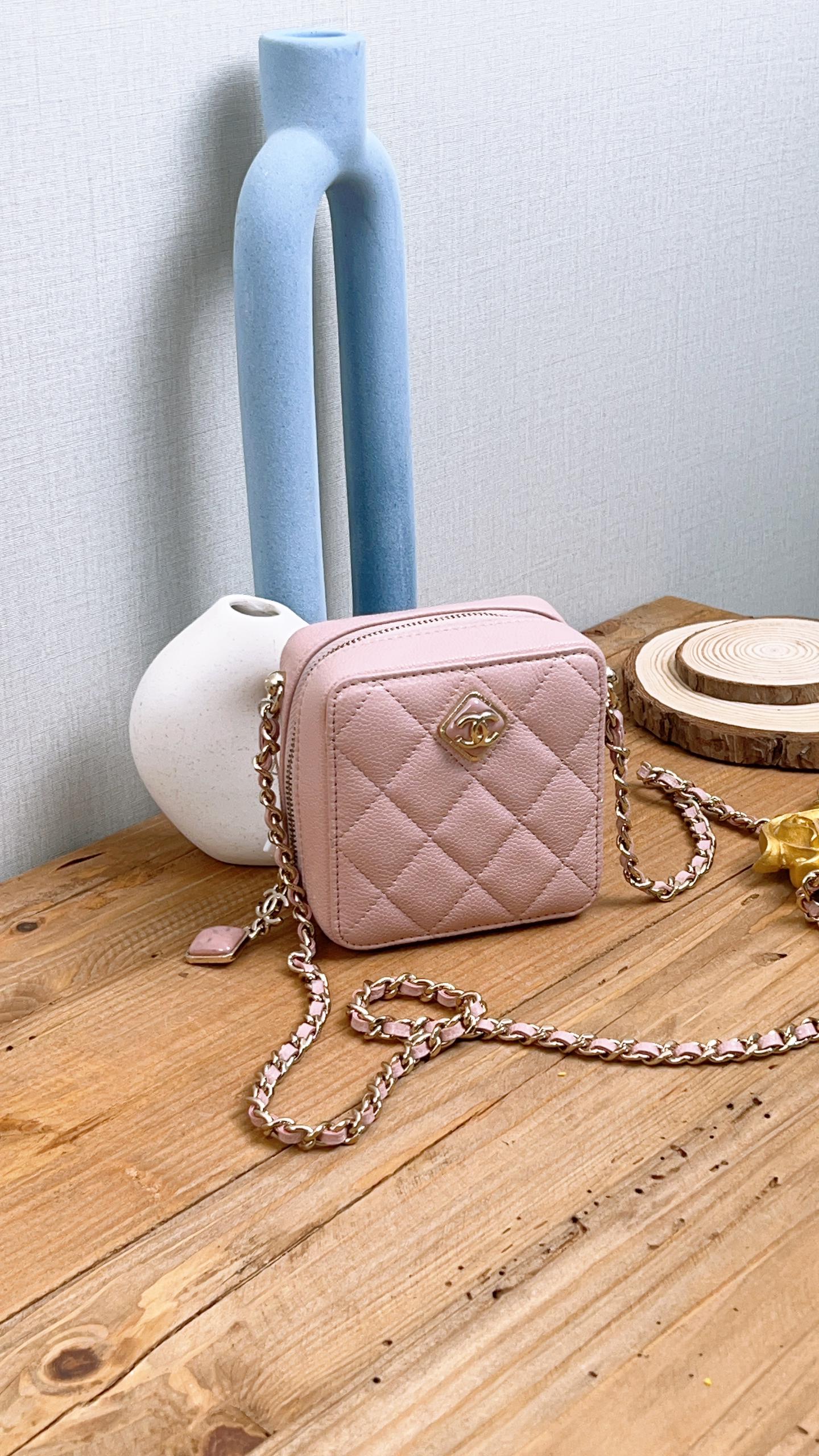 Chanel Pink Caviar Love Square Mini Bag (LGHW)