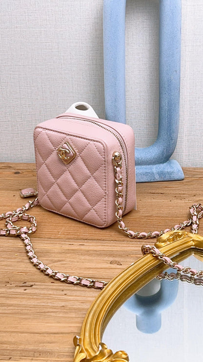 Chanel Pink Caviar Love Square Mini Bag (LGHW)