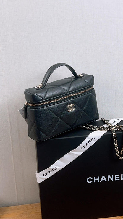 Chanel Black Caviar 25P Large Quilted Handle Vanity (GHW)