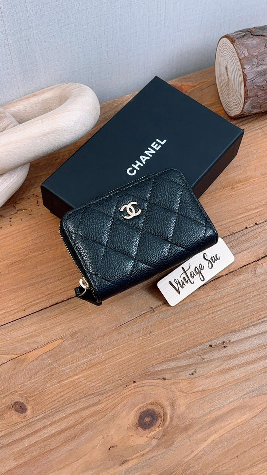 Chanel Black Caviar XL Zippy Card Holder (GHW)