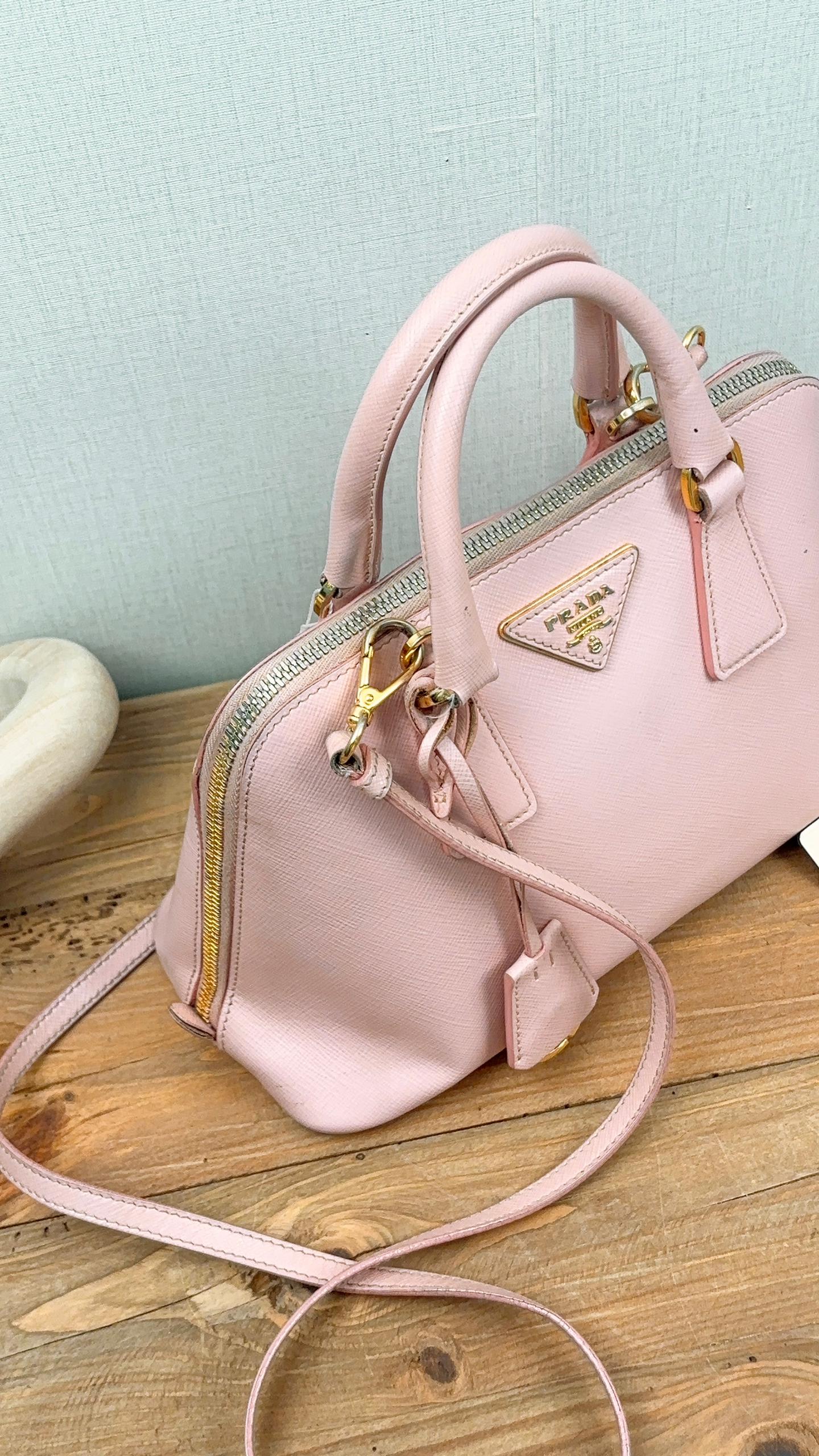 Prada Pink Saffiano Lux Small Promenade Bag
