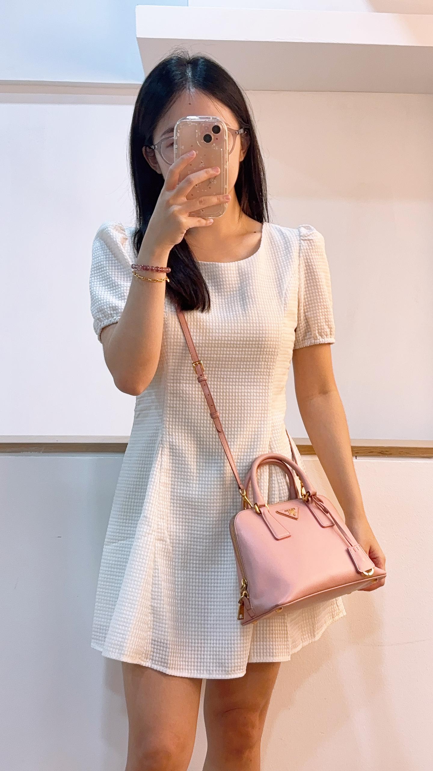 Prada Pink Saffiano Lux Small Promenade Bag