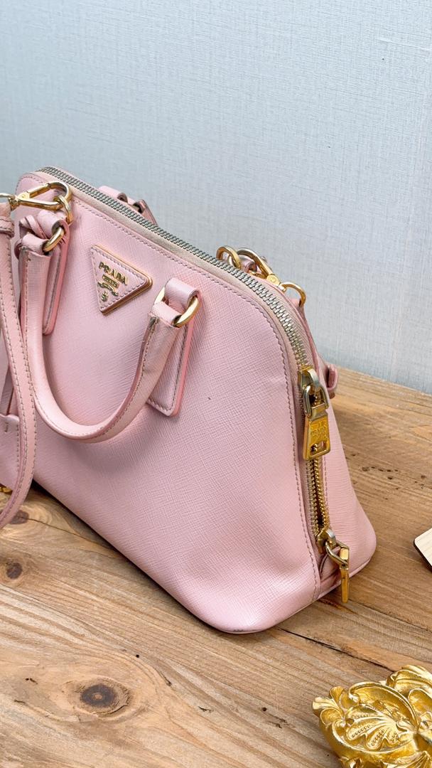 Prada Pink Saffiano Lux Small Promenade Bag