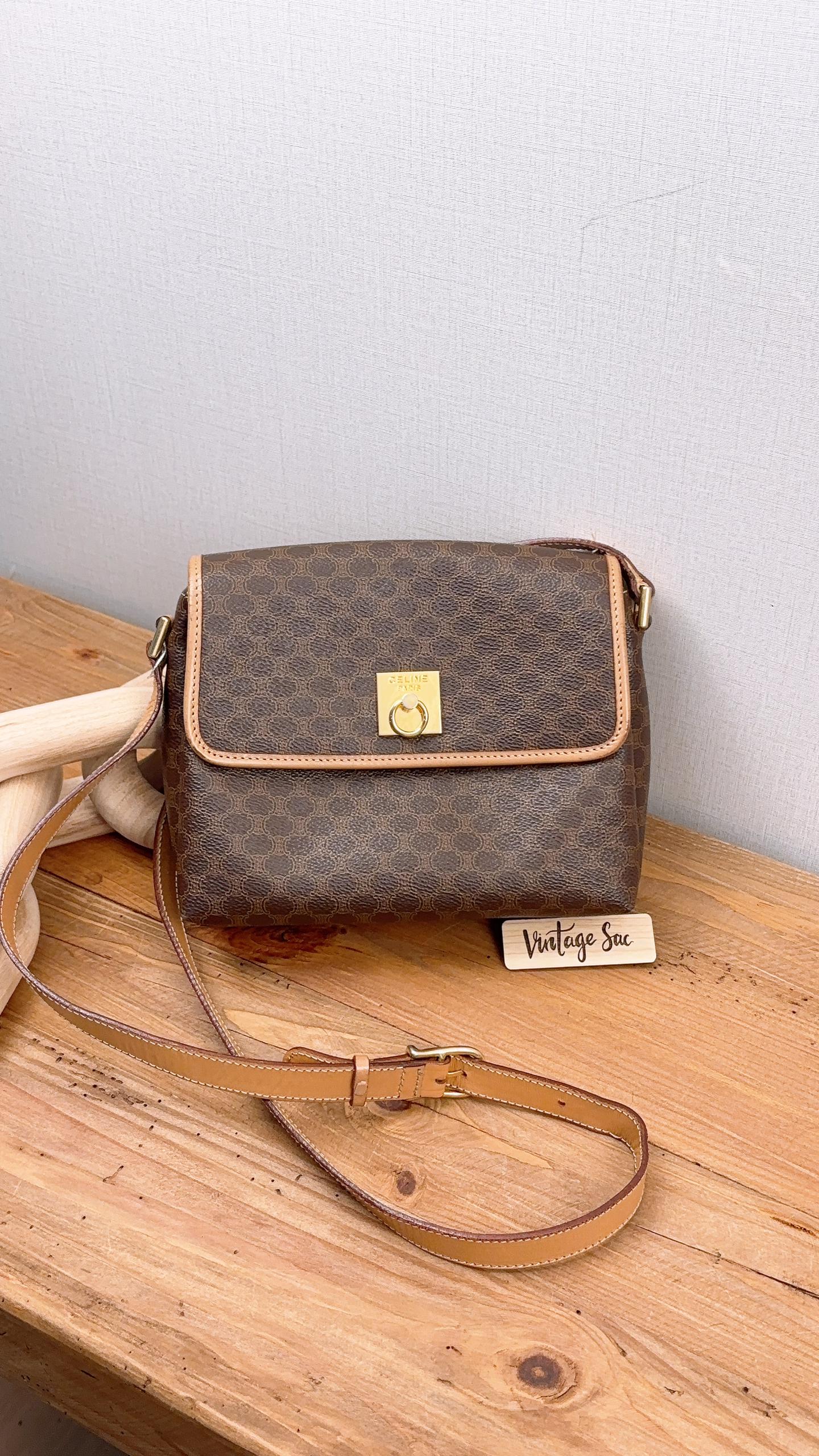 Celine Brown Macadam Vintage Square Shoulder Bag