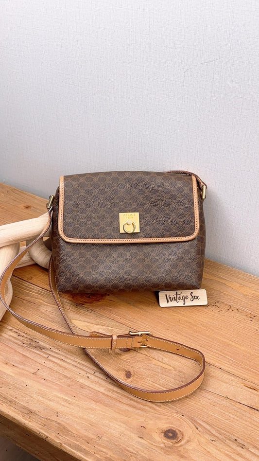 Celine Brown Macadam Vintage Square Shoulder Bag