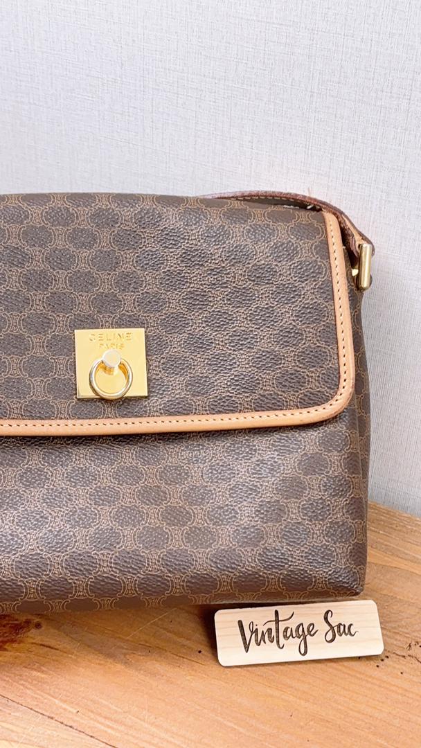 Celine Brown Macadam Vintage Square Shoulder Bag