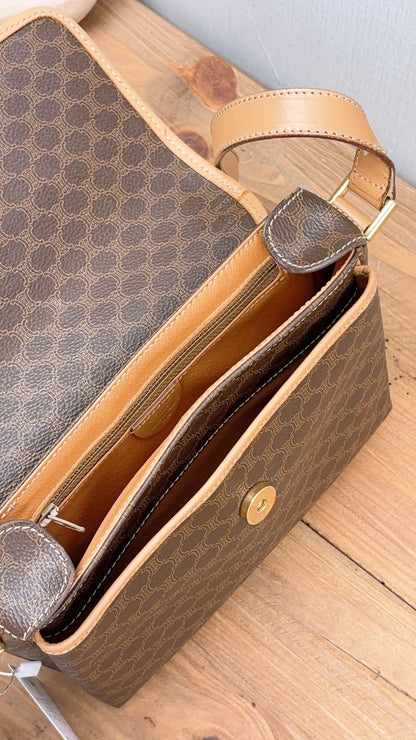 Celine Brown Macadam Vintage Square Shoulder Bag