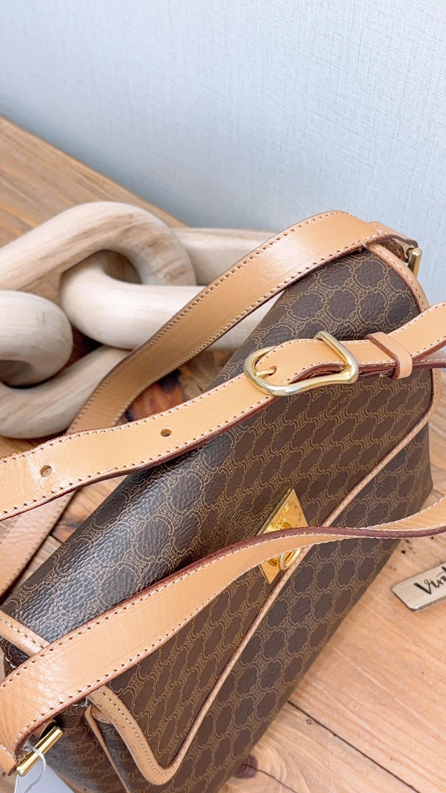 Celine Brown Macadam Vintage Square Shoulder Bag