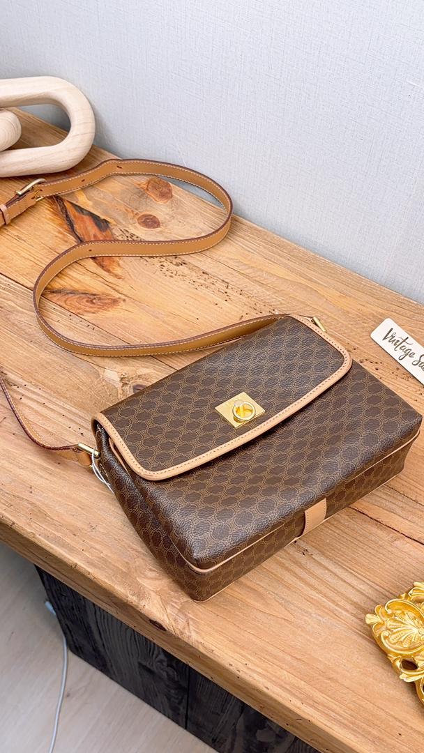 Celine Brown Macadam Vintage Square Shoulder Bag
