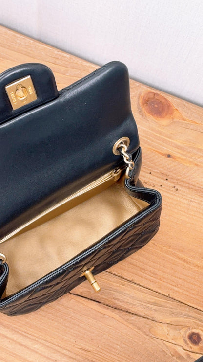 Chanel Black Lambskin Pearl Crush Mini Square