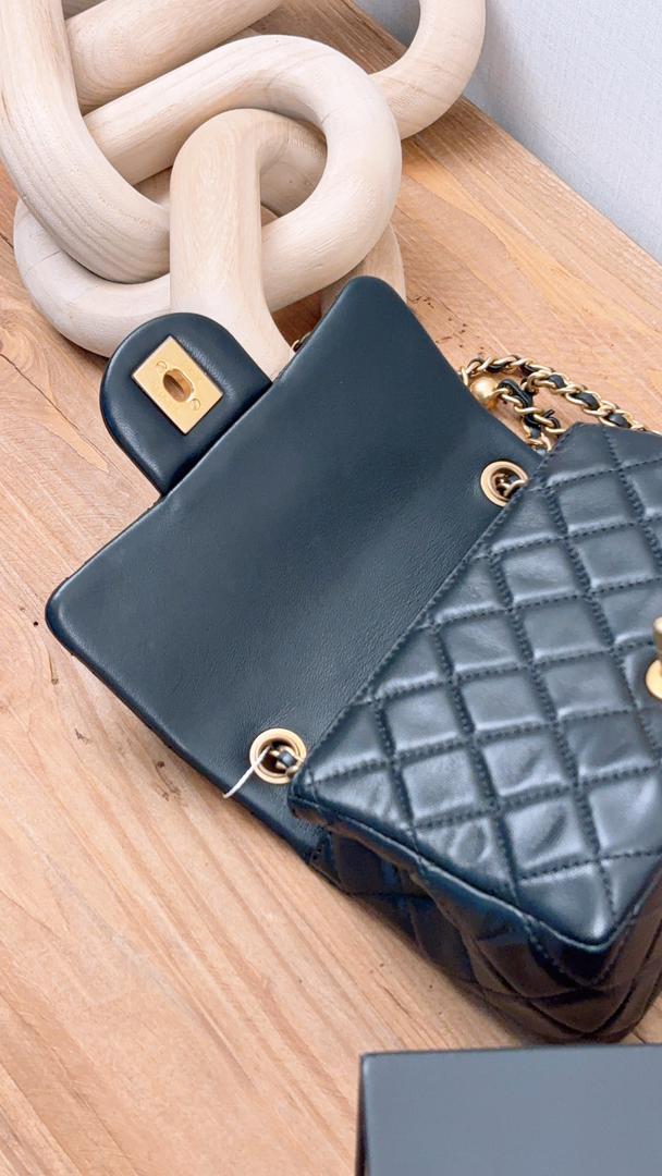 Chanel Black Lambskin Pearl Crush Mini Square