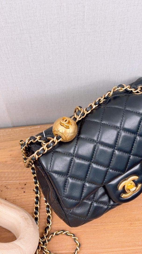 Chanel Black Lambskin Pearl Crush Mini Square