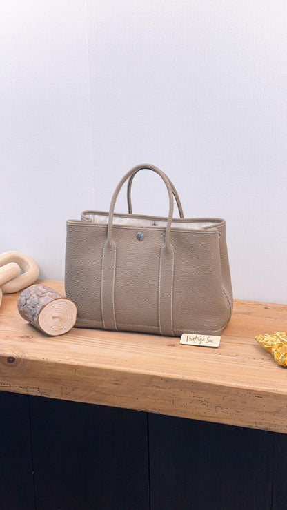 Hermes Etoupe Togo Garden Party 30 (PHW)