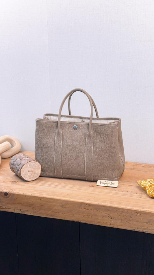 Hermes Etoupe Togo Garden Party 30 (PHW)