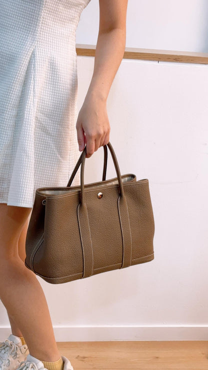 Hermes Etoupe Togo Garden Party 30 (PHW)