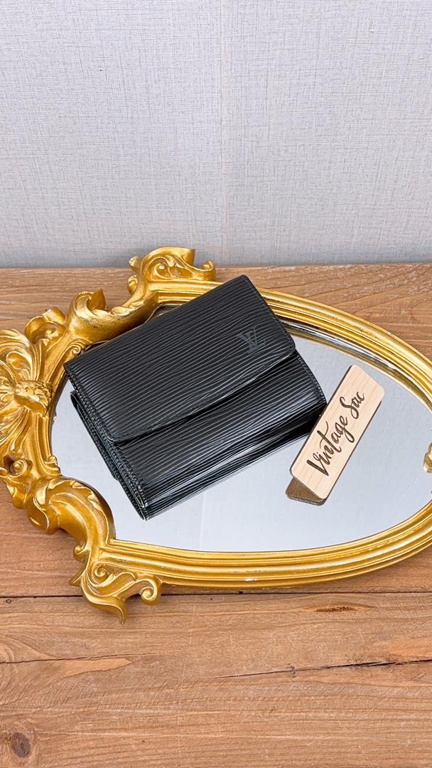 LV Black Epi Flap Card Holder
