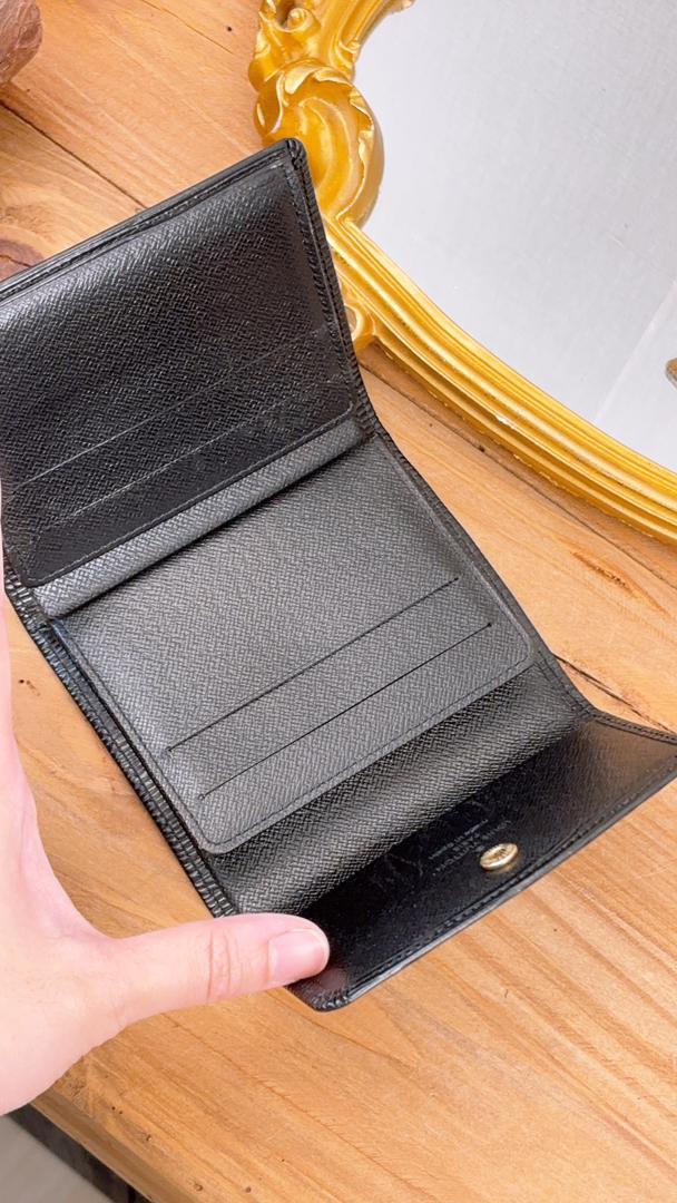 LV Black Epi Flap Card Holder