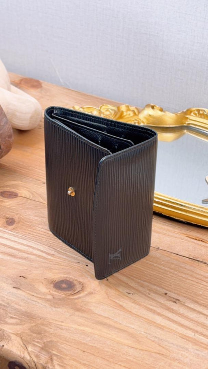 LV Black Epi Flap Card Holder