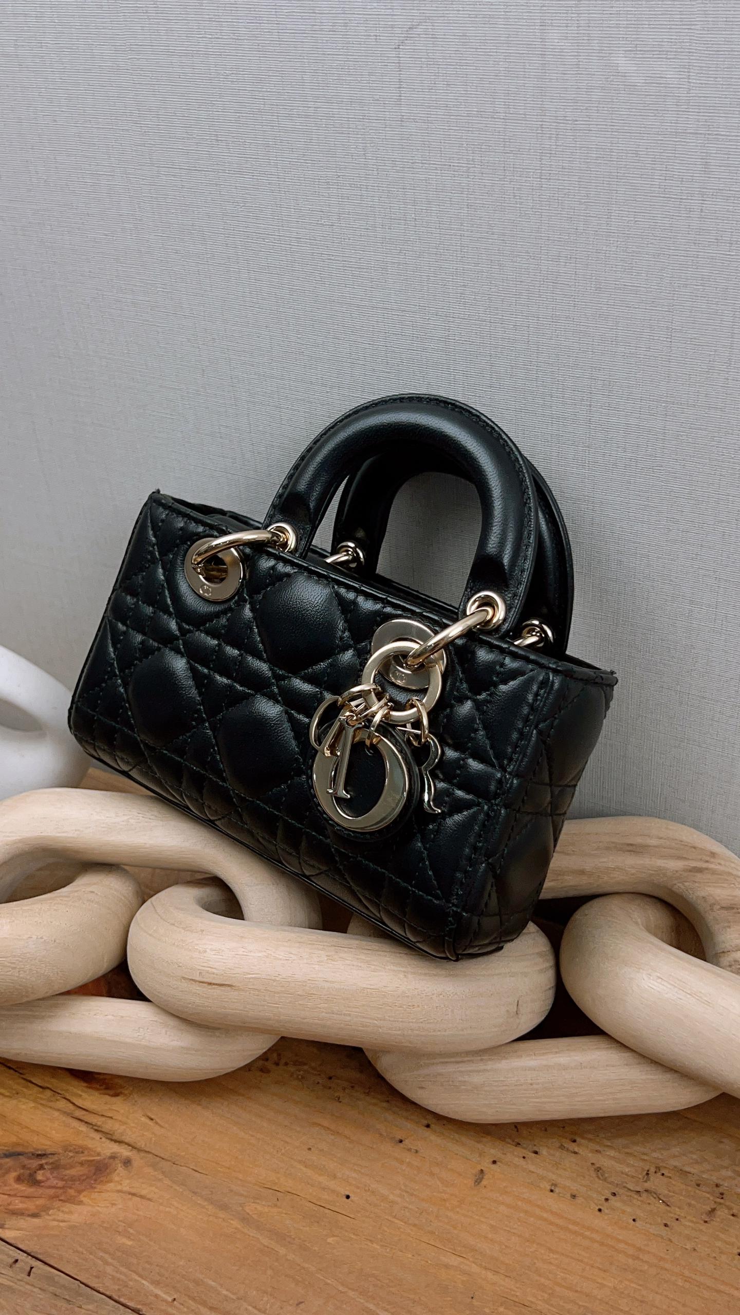 Dior Black Lambskin Micro Lady D-Joy (GHW)