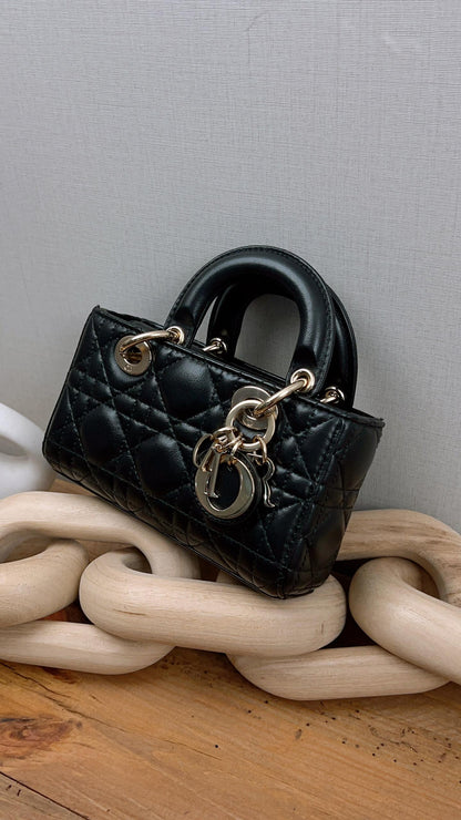 Dior Black Lambskin Micro Lady D-Joy (GHW)