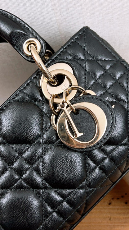 Dior Black Lambskin Micro Lady D-Joy (GHW)