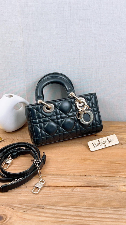 Dior Black Lambskin Micro Lady D-Joy (GHW)