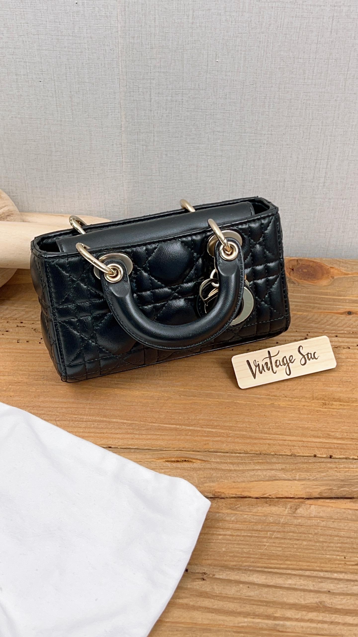 Dior Black Lambskin Micro Lady D-Joy (GHW)