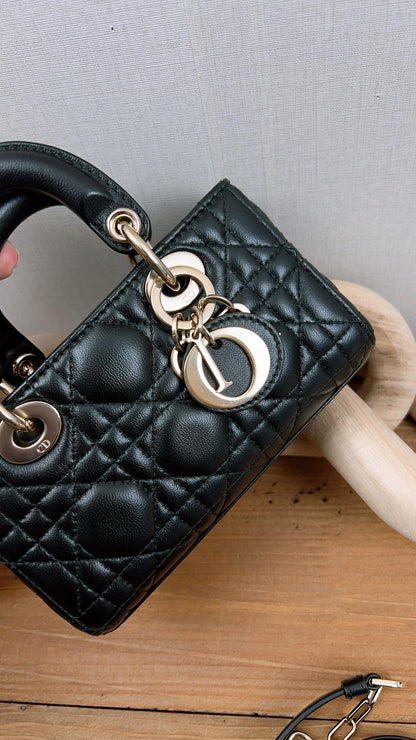 Dior Black Lambskin Micro Lady D-Joy (GHW)
