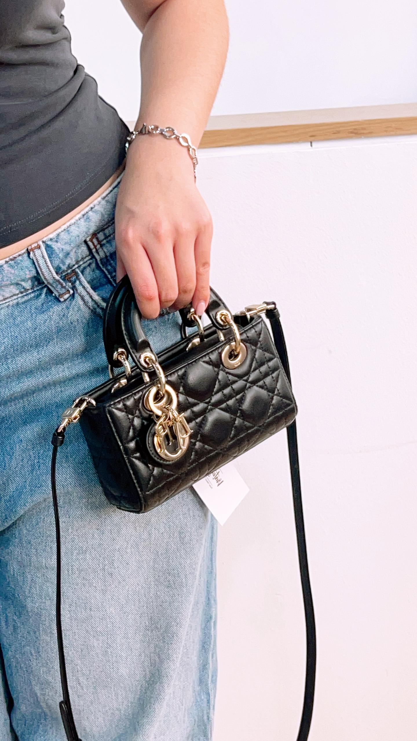 Dior Black Lambskin Micro Lady D-Joy (GHW)