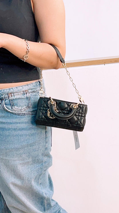 Dior Black Lambskin Micro Lady D-Joy (GHW)