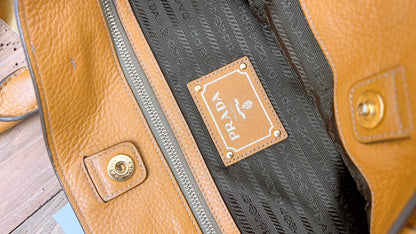 Prada Brown Vitello Daino Tote (GHW)
