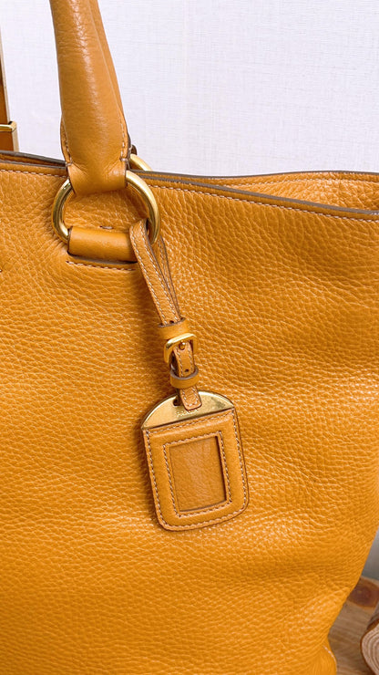 Prada Brown Vitello Daino Tote (GHW)