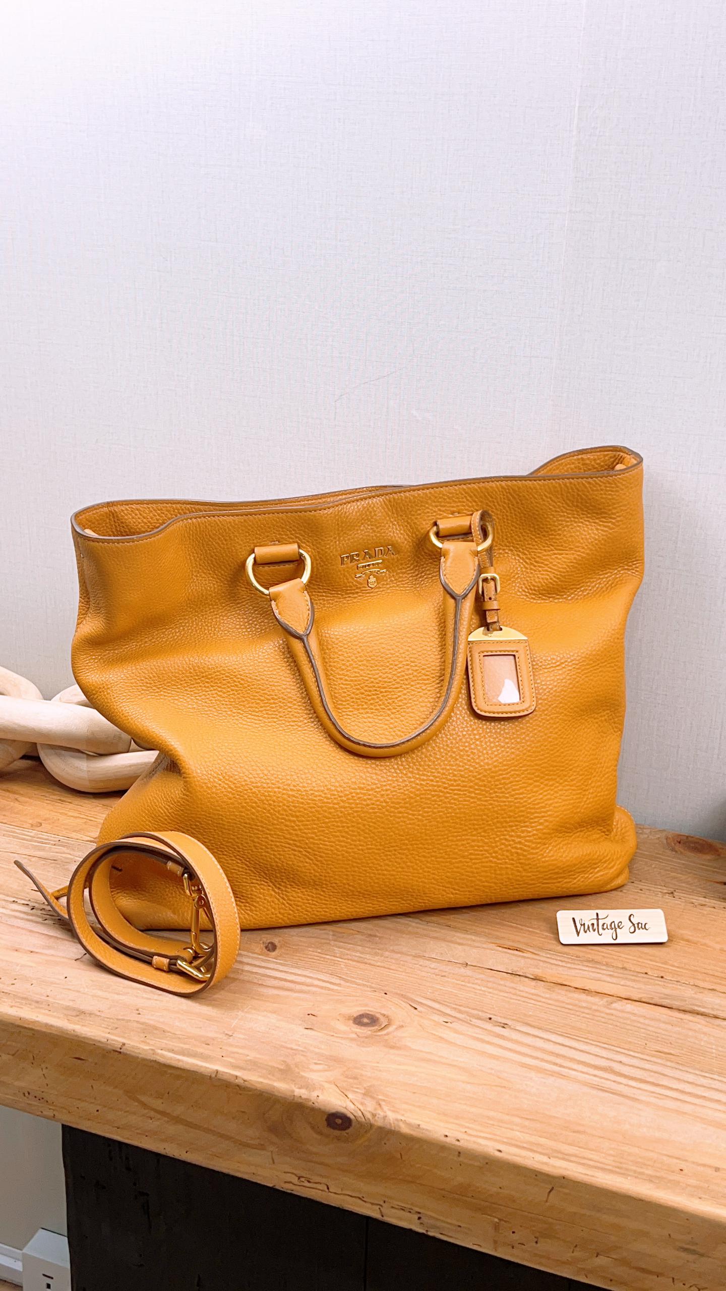 Prada Brown Vitello Daino Tote (GHW)
