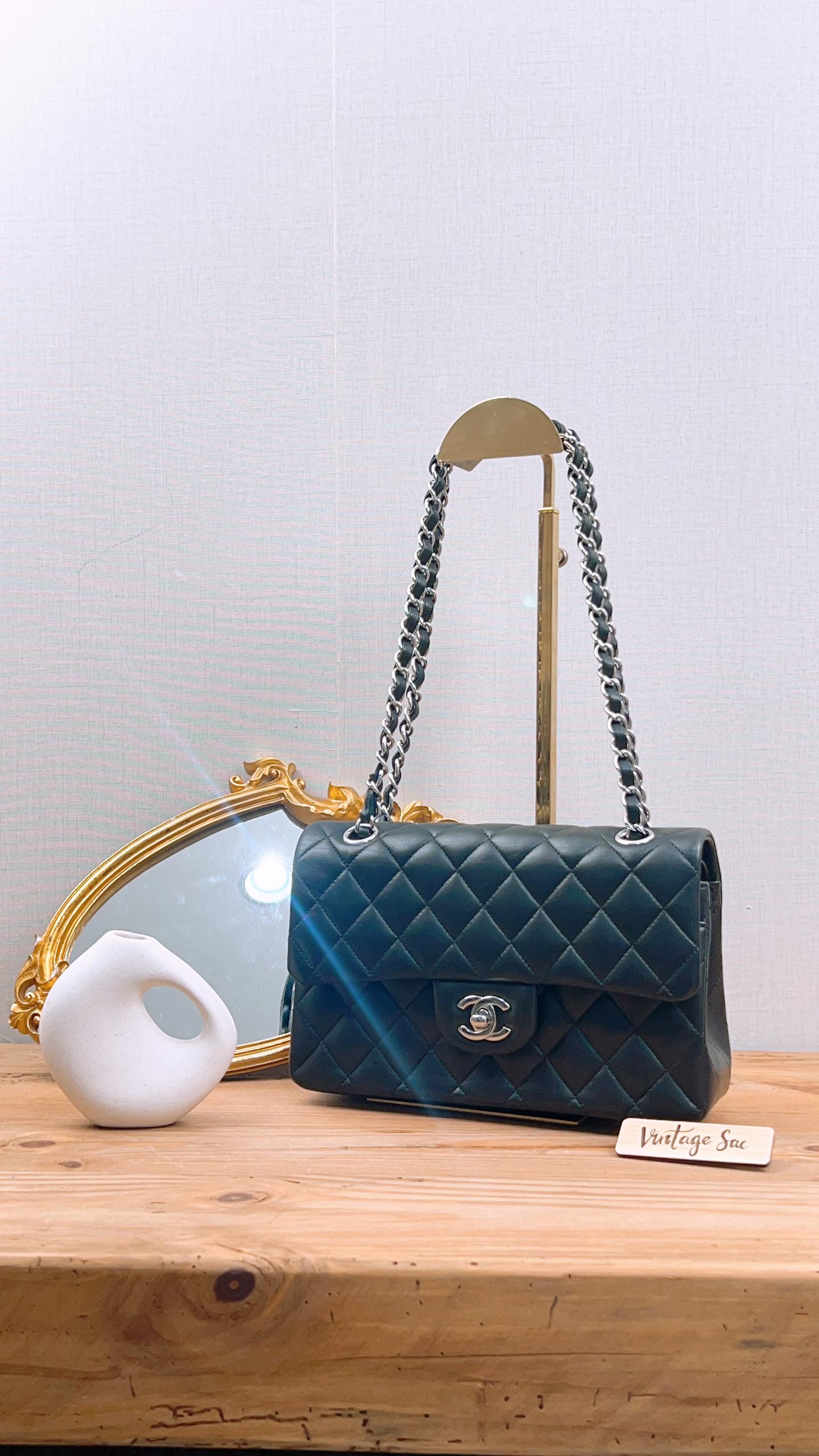 Chanel Black Lambskin Small CF (SHW)